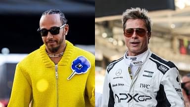 Lewis Hamilton (L) and Brad Pitt (R)