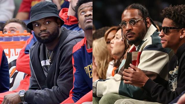 Zion Williamson (L) and Carmelo Anthony (R)