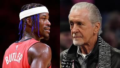 Jimmy Butler (L) and Pat Riley (R)