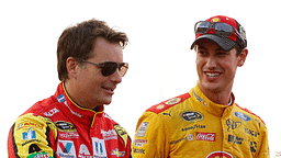 NASCAR Cup Series driver Jeff Gordon (88) talks to driver Joey Logano (22) during driver introductions prior to during the Federated Auto Parts 400 at Richmond International Raceway.