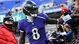 Jan 4, 2025; Baltimore, Maryland, USA; Baltimore Ravens quarterback Lamar Jackson (8) arrives before the game against the Cleveland Browns at M&T Bank Stadium.