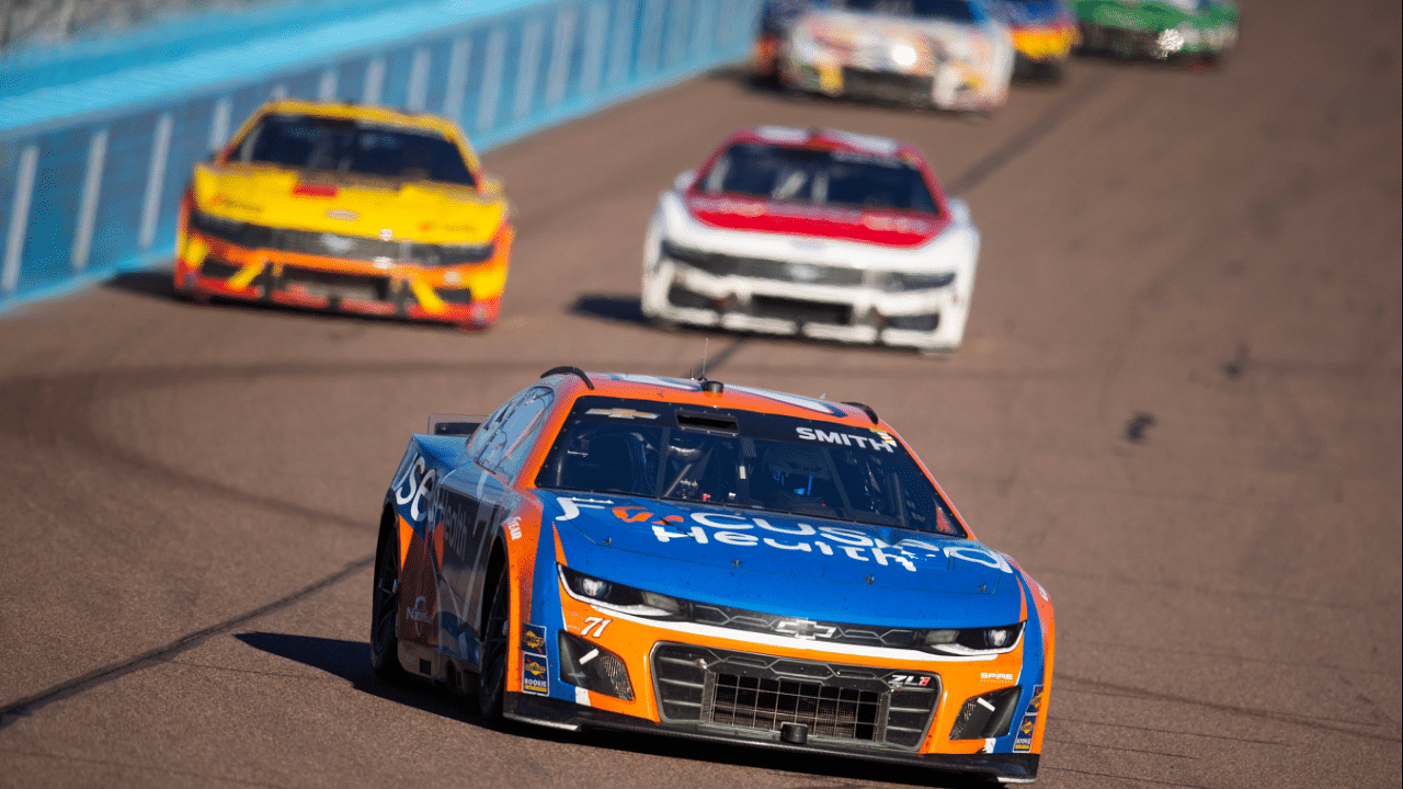 Nov 10, 2024; Avondale, Arizona, USA; NASCAR Cup Series driver Zane Smith (71) during the NASCAR Cup Series Championship race at Phoenix Raceway. Mandatory Credit: Mark J. Rebilas-Imagn Images