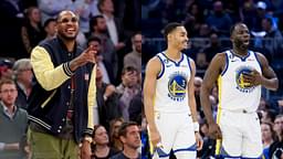 Carmelo Anthony(L), Jordan Poole and Draymond Green(R)