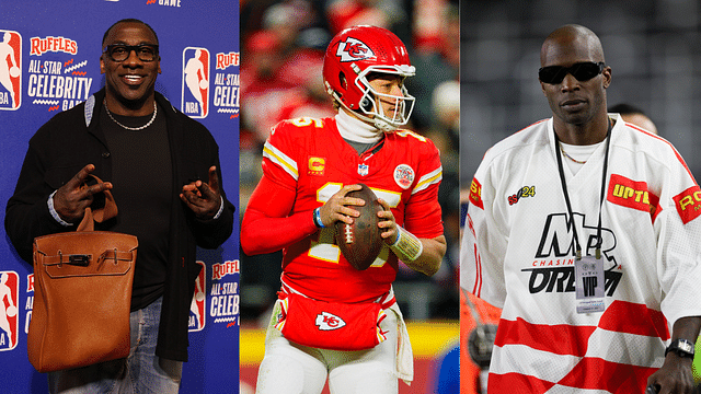 Shannon Sharpe (L), Patrick Mahomes (M) and Chad Johnson (R)