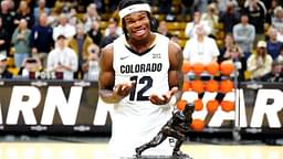 Colorado Buffaloes Heisman trophy winner Travis Hunter before the game against the Bellarmine Knights at CU Events Center.