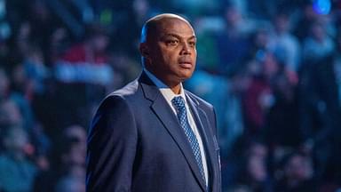 NBA great Charles Barkley is honored for being selected to the NBA 75th Anniversary Team during halftime in the 2022 NBA All-Star Game at Rocket Mortgage FieldHouse