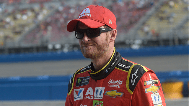 March 24, 2017; Fontana, CA, USA; NASCAR cup driver Dale Earnhardt Jr. (88) during qualifying for the Auto Club 400 at Auto Club Speedway. Mandatory Credit: Gary A. Vasquez-Imagn Images