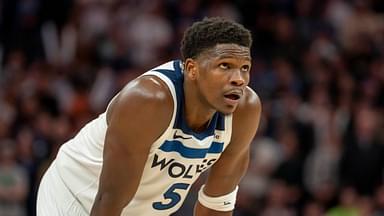 Minnesota Timberwolves guard Anthony Edwards (5) looks on in the second half against the Memphis Grizzlies at Target Center.