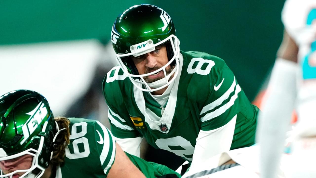 New York Jets quarterback Aaron Rodgers (8) may have played his last game for Gang Green, Sunday January 5, 2025, in East Rutherford.