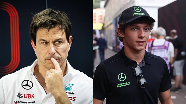 Toto Wolff (L) and Kimi Antonelli (R)