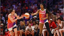 Team WNBA guard Caitlin Clark (left) and Angel Reese against the USA Women's National Team during the 2024 WNBA All Star Game at Footprint Center.