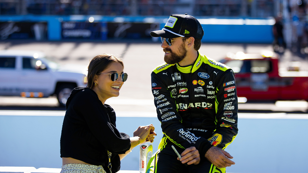 NASCAR Cup Series driver Ryan Blaney (right) with girlfriend Gianna Tulio during the Cup Championship race at Phoenix Raceway.