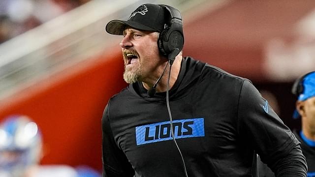 Detroit Lions head coach Dan Campbell reacts to a play against San Francisco 49ers during the first half at Levi's Stadium in Santa Clara, Calif. on Monday, Dec. 30, 2024.