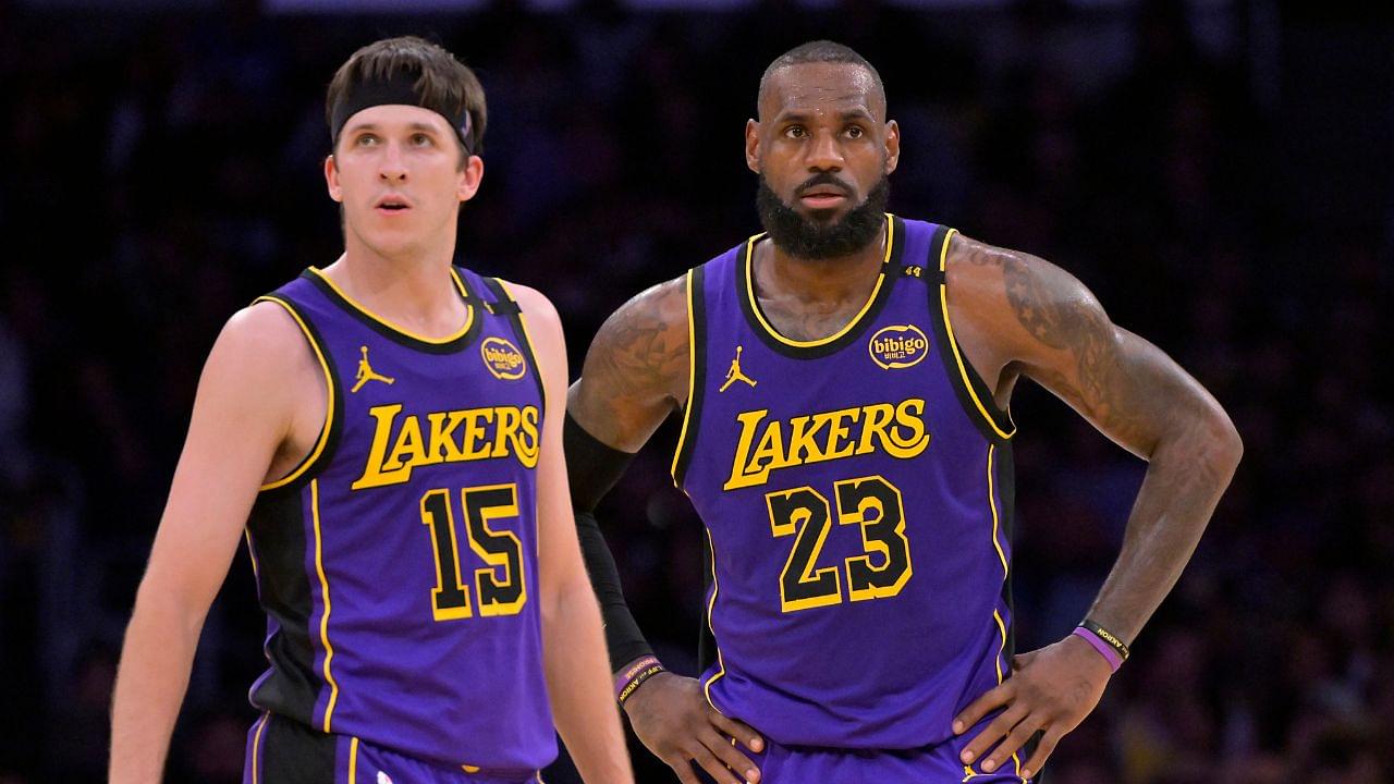 Austin Reaves and LeBron James NBA: Brooklyn Nets at Los Angeles Lakers