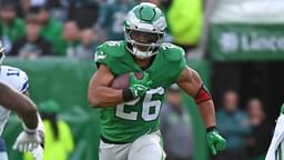 Dec 29, 2024; Philadelphia, Pennsylvania, USA; Philadelphia Eagles running back Saquon Barkley (26) runs with the football during the second quarter against the Dallas Cowboys at Lincoln Financial Field.