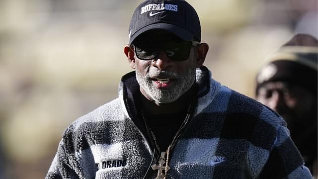 Colorado Buffaloes head coach Deion Sanders looks on before the game against the Utah Utes at Folsom Field.