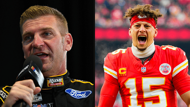 Clint Bowyer (R) and Patrick Mahomes (L). Image Credits: Imagn.