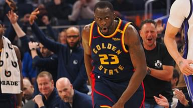 Golden State Warriors forward Draymond Green (23) reacts after a basket against the Sacramento Kings during the second quarter at Chase Center.