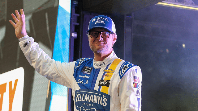 NASCAR Xfinity Series driver Dale Earnhardt Jr. (88) during driver introductions at Bristol Motor Speedway.