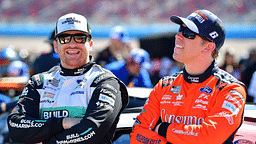 NASCAR Cup Series driver Chris Buescher (17) speaks with driver Brad Keselowski (6) during Cup Series qualifying at Phoenix Raceway.