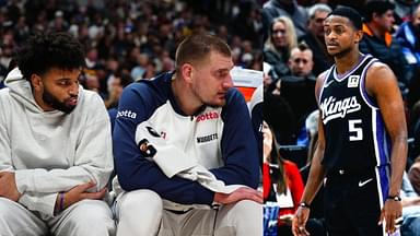 Nikola Jokic and Jamal Murray (L) and De'Aron Fox (R)