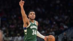 Milwaukee Bucks forward Giannis Antetokounmpo (34) reacts in the third quarter against the Miami Heat at Fiserv Forum.