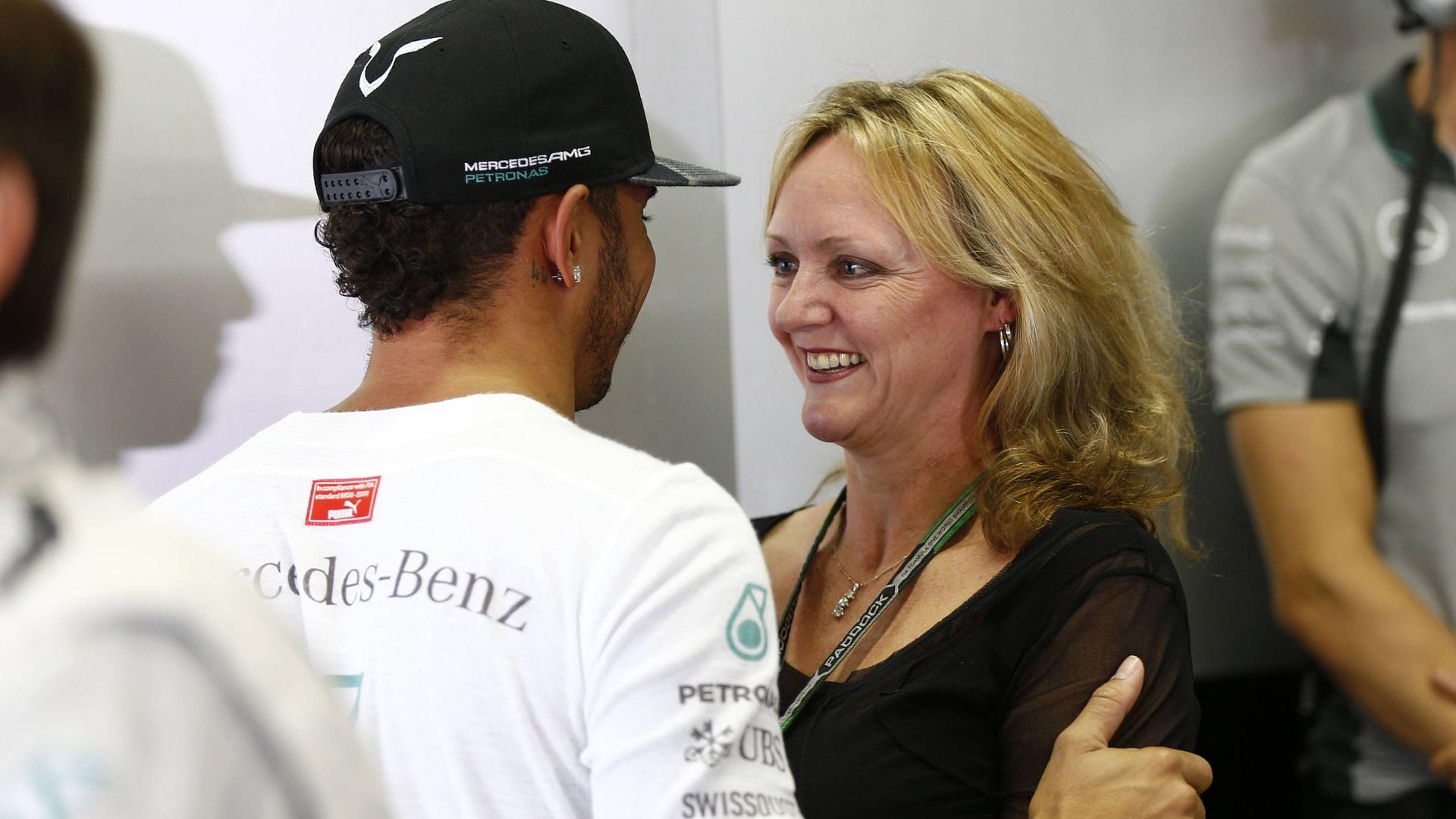 Motorsports: FIA Formula One World Championship 2014, Grand Prix of Brazil, 44 Lewis Hamilton (GBR, Mercedes AMG Petronas F1 Team) and his stepmother Linda