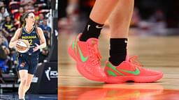 Caitlin Clark (L), Nike Kobe 6s worn by Clark at the WNBA All-Star Game (R)