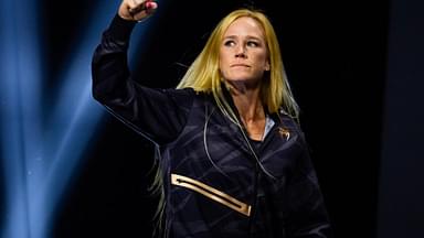 UFC fighter Holly Holm during ceremonial weigh ins for UFC 300 at MGM Grand Garden Arena.