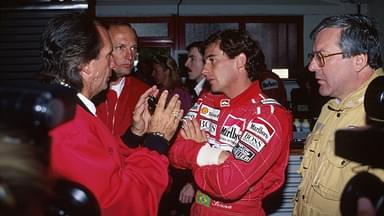 Formula 1, Grand Prix San Marino 1991, Imola, 28 04 1991 McLaren Box Emerson Fittipaldi Ron Dennis, McLaren Ayrton Senna