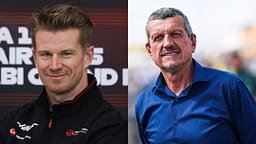 Nico Hulkenberg (L) and Guenther Steiner (R)