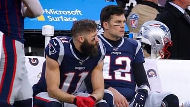 Patriots receiver Julian Edelman, quarterback Tom Brady and offensive coordinator Josh McDaniels can only watch from the bench as the Dolphins drive down the field in the final minutes of Sunday's game. The 27-24 loss meant the Patriots missed out on the No. 2 seed in the AFC playoffs and a first-round bye.