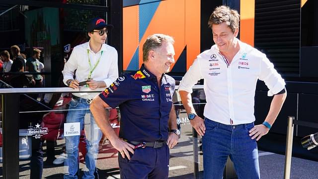 Toto Wolff (AUT) - Mercedes F1 Team Principal chatting with Christian Horner (GBR) - Red Bull Racing Team Principal