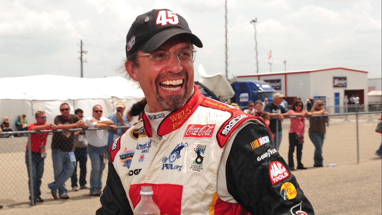 Apr 26, 2008; Talladega, AL, USA; NASCAR Sprint Cup Series driver Kyle Petty during qualifying for the Aarons 499 at Talladega Superspeedway. Mandatory Credit: Mark J. Rebilas-Imagn Images