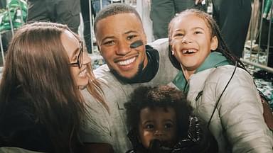 Saquon Barkley with his family at the NFC Championship.