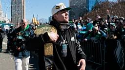 Philadelphia Eagles cornerback Cooper DeJean (33) celebrates during the Super Bowl LIX championship parade and rally.