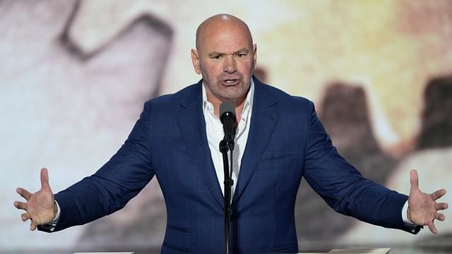 Dana White, CEO of Ultimate Fighting Championship introduces Republican presidential nominee Donald J. Trump during the final day of the Republican National Convention.