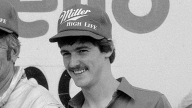 Davey Allison after Bobby won the Mello Yello 300 NASCAR Motorsport USA Busch Grand National Series race at Charlotte Motor Speedway in Harrisburg NC. NASCAR Motorsport USA 1984 MAY 26 Mello Yello 300 Icon951052684012202 EDITORIAL USE ONLY