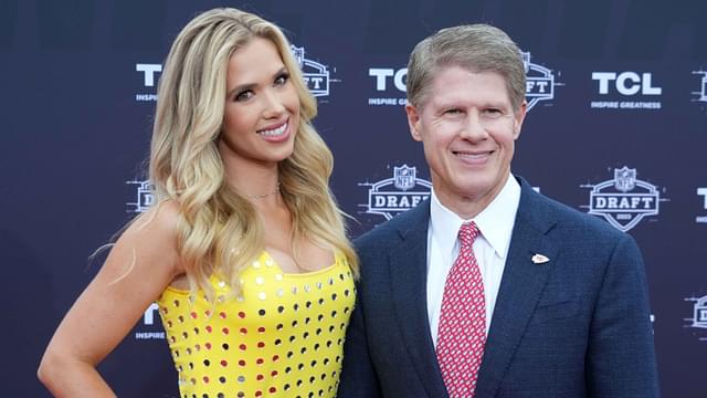 Apr 27, 2023; Kansas City, MO, USA; Kansas City Chiefs chairman Clark Hunt (right) and daughter Gracie Hunt pose on the red carpet at the National World War I Museum and Memorial.