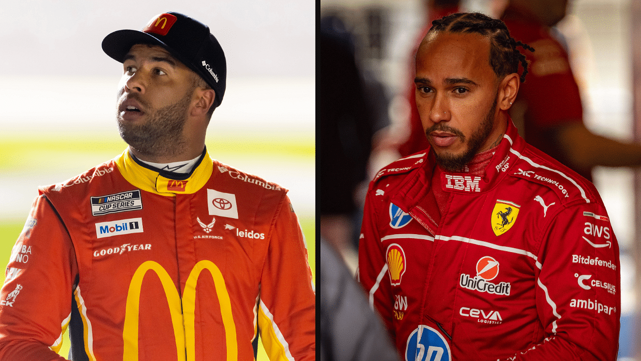 Bubba Wallace (L) and Lewis Hamilton (R)