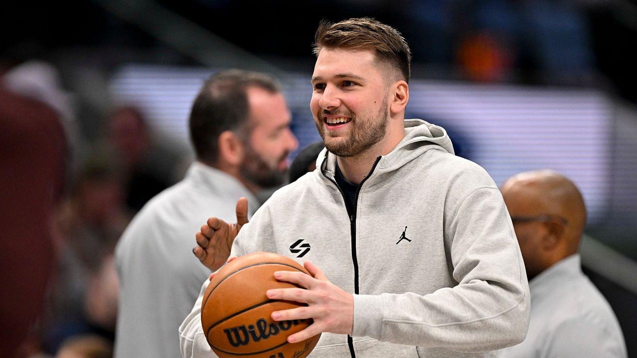 Dallas Mavericks guard Luka Doncic (77) looks on during a stoppage in play during the first half of the game between the Dallas Mavericks and the Minnesota Timberwolves at the American Airlines Center.