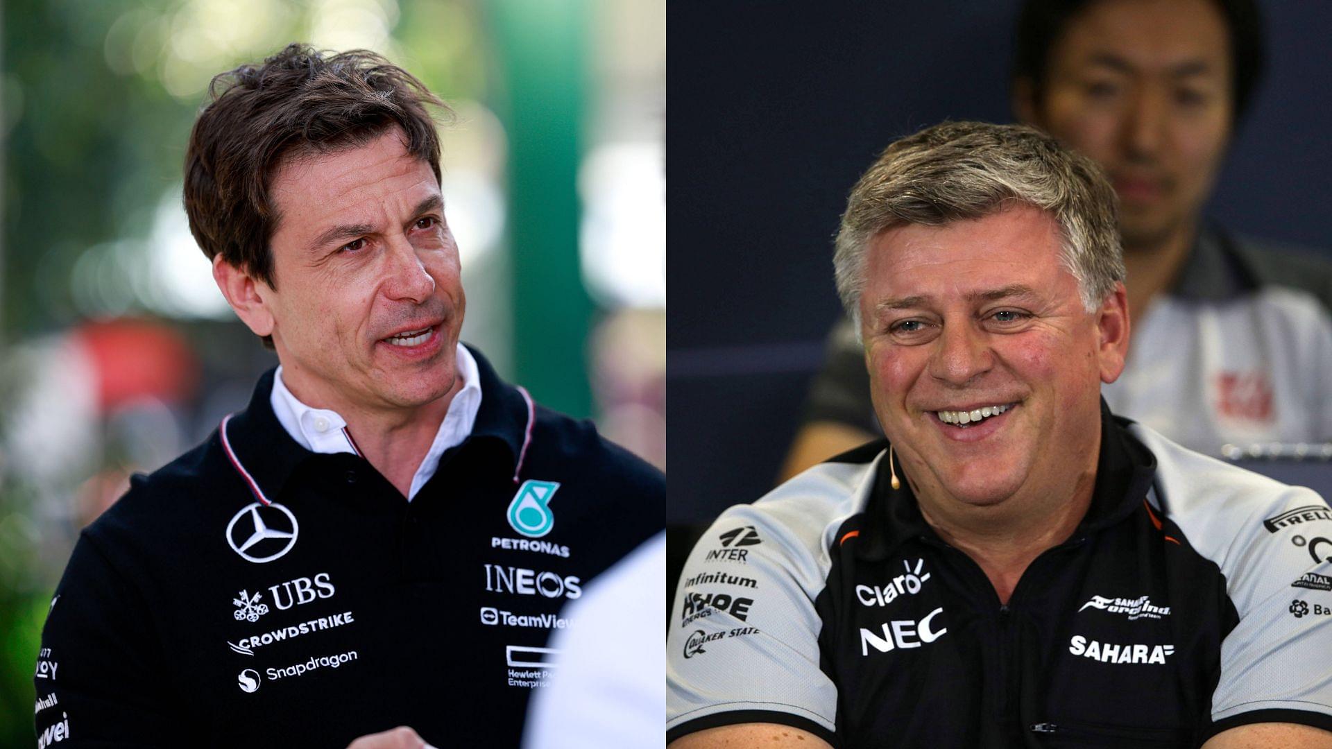 Toto Wolff (L) and Otmar Szafnauer at Force India (R)