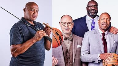 Charles Barkley (L) and the NBA on TNT crew (R)