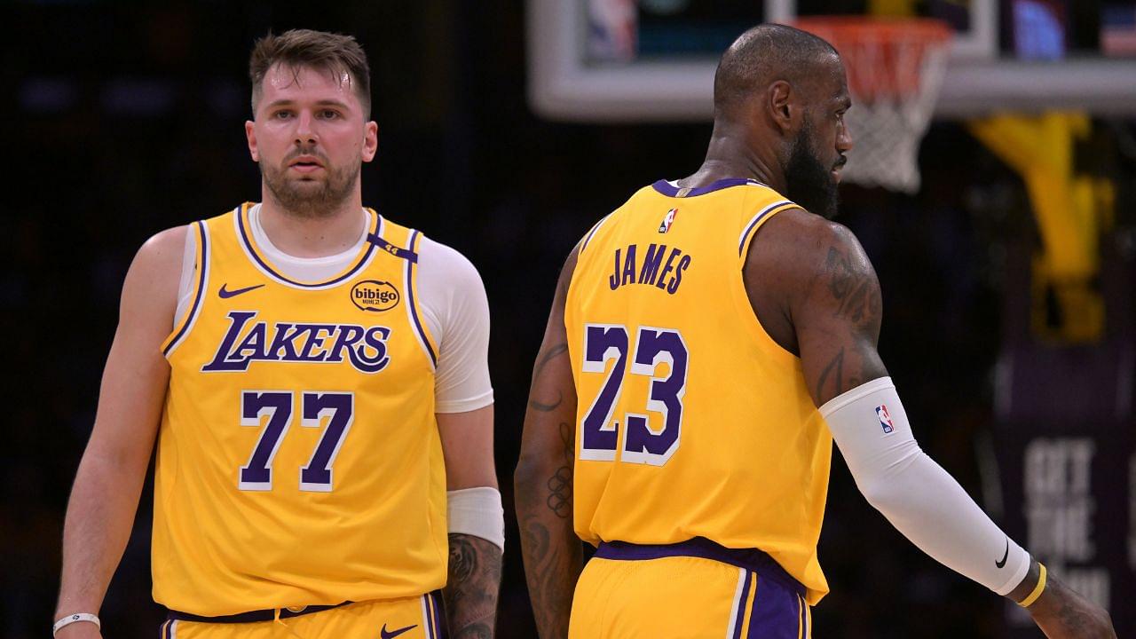 Luka Doncic and LeBron James NBA: Utah Jazz at Los Angeles Lakers