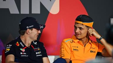 VERSTAPPEN Max (ned), Red Bull Racing RB20, portrait NORRIS Lando (gbr), McLaren F1 Team MCL38, portrait press conference, during the Formula 1 Gulf Air Bahrain Grand Prix 2024,