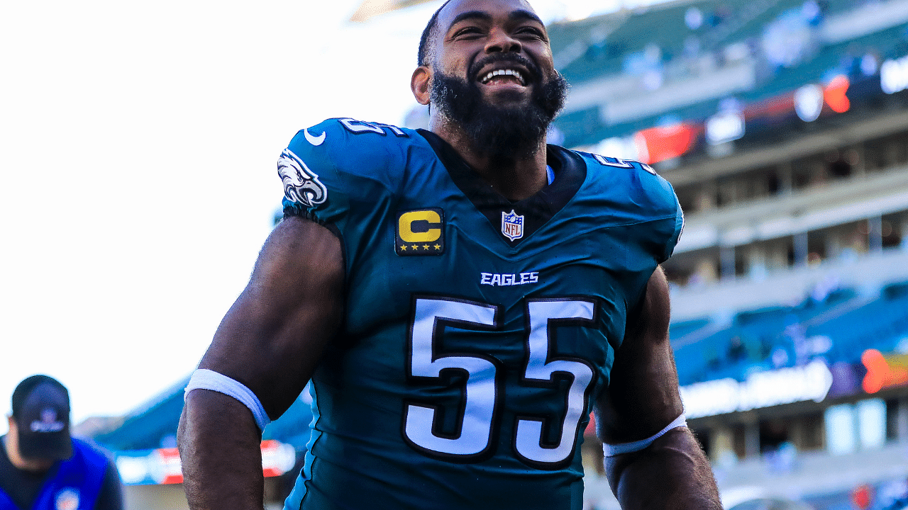 Philadelphia Eagles defensive end Brandon Graham (55) walks off the field after the victory over the Cincinnati Bengals at Paycor Stadium.