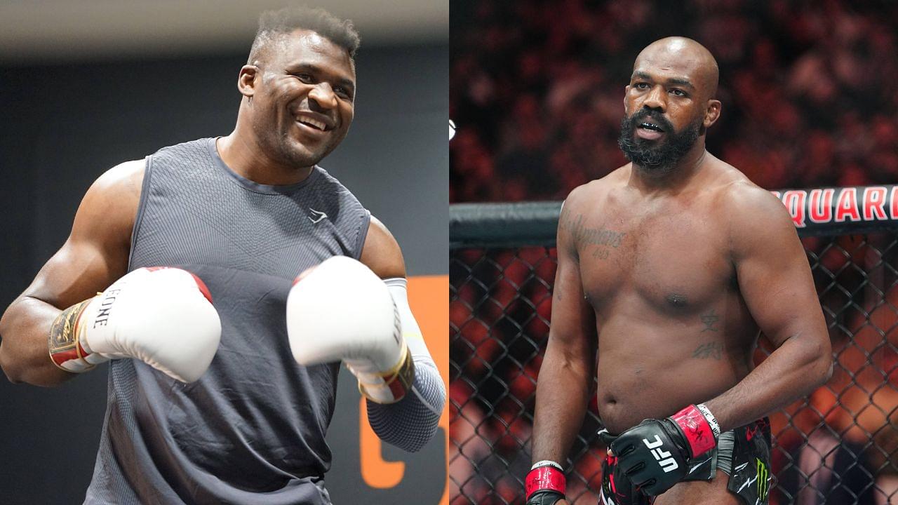 Francis Ngannou (L), Jon Jones (R)