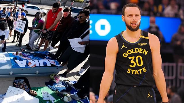 Fans mourn Luka Doncic trade (L) and Stephen Curry (R)