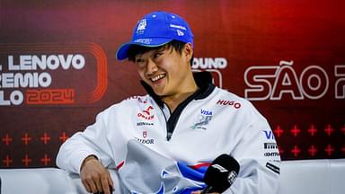 In the photo, the driver, Yuki Tsunoda 22, VISA CASH APP RB F1, during a press conference