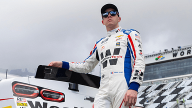 Feb 15, 2025; Daytona Beach, Florida, USA; NASCAR Xfinity Series driver Connor Zilisch during qualifying for the United Rentals 300 at Daytona International Speedway. Mandatory Credit: Mark J. Rebilas-Imagn Images